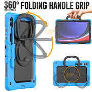 For Samsung Galaxy Tab S9+ / S10+ D Type Silicone Hybrid PC Tablet Case with Handle Holder(Light Blue)