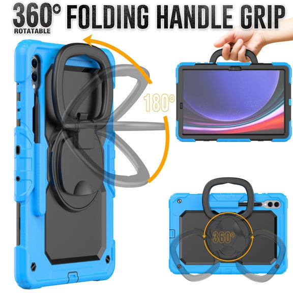 For Samsung Galaxy Tab S9+ / S10+ D Type Silicone Hybrid PC Tablet Case with Handle Holder(Light Blue)