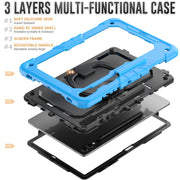 For Samsung Galaxy Tab S9+ / S10+ D Type Silicone Hybrid PC Tablet Case with Handle Holder(Light Blue)