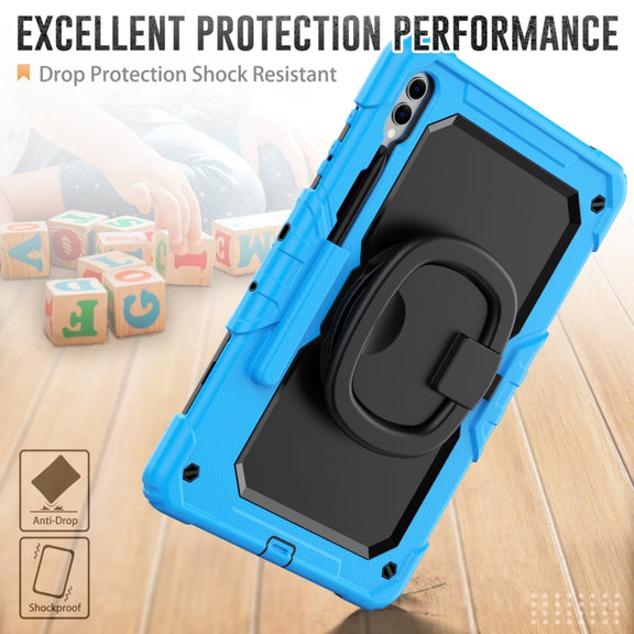 For Samsung Galaxy Tab S9+ / S10+ D Type Silicone Hybrid PC Tablet Case with Handle Holder(Light Blue)