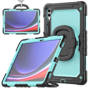 For Samsung Galaxy Tab S9+ / S10+ D Type Silicone Hybrid PC Tablet Case with Handle Holder(Light Blue PC)
