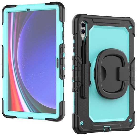 For Samsung Galaxy Tab S9+ / S10+ D Type Silicone Hybrid PC Tablet Case with Handle Holder(Light Blue PC)