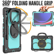 For Samsung Galaxy Tab S9+ / S10+ D Type Silicone Hybrid PC Tablet Case with Handle Holder(Light Blue PC)