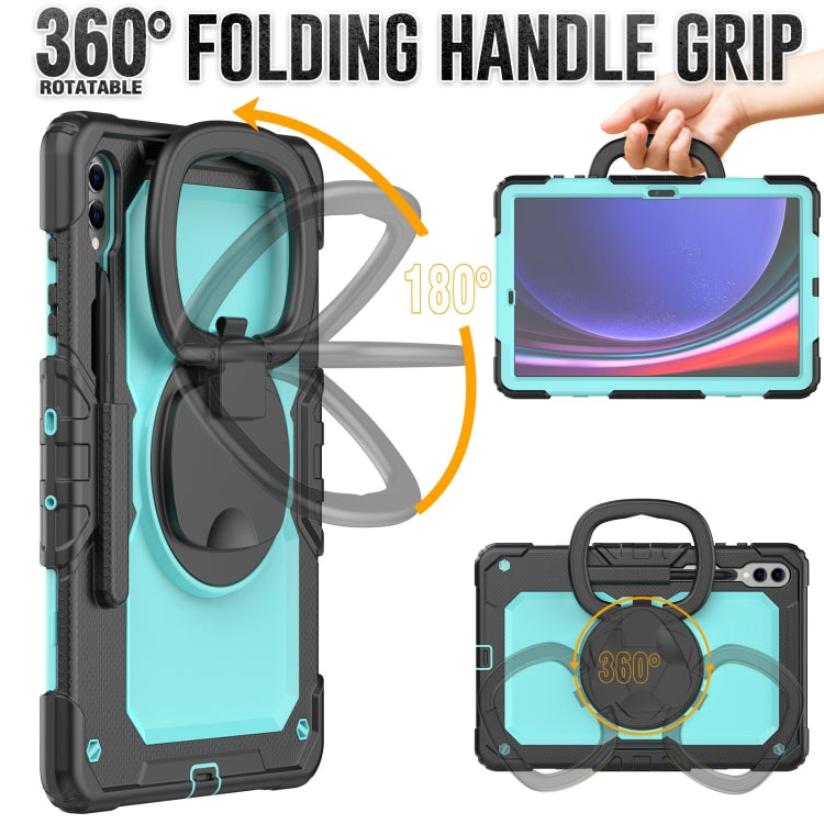For Samsung Galaxy Tab S9+ / S10+ D Type Silicone Hybrid PC Tablet Case with Handle Holder(Light Blue PC)