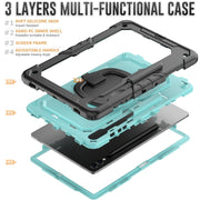 For Samsung Galaxy Tab S9+ / S10+ D Type Silicone Hybrid PC Tablet Case with Handle Holder(Light Blue PC)