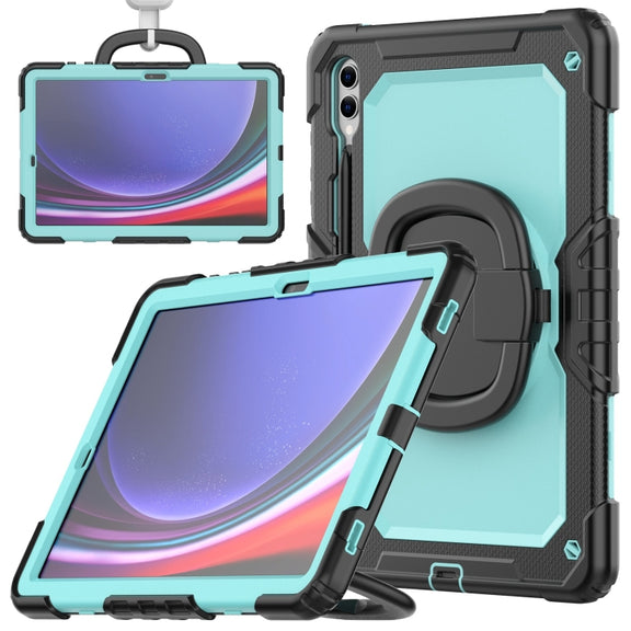 For Samsung Galaxy Tab S9+ / S10+ D Type Silicone Hybrid PC Tablet Case with Handle Holder(Light Blue PC)