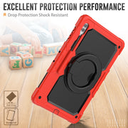 For Samsung Galaxy Tab S10 Ultra D Type Silicone Hybrid PC Tablet Case with Handle Holder(Red)