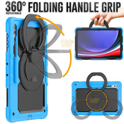 For Samsung Galaxy Tab S10 Ultra D Type Silicone Hybrid PC Tablet Case with Handle Holder(Light Blue)