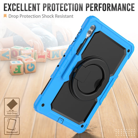 For Samsung Galaxy Tab S10 Ultra D Type Silicone Hybrid PC Tablet Case with Handle Holder(Light Blue)