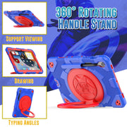 For Samsung Galaxy Tab S9 Spider Rotation Handle Silicone Hybrid PC Tablet Case(Red Blue)