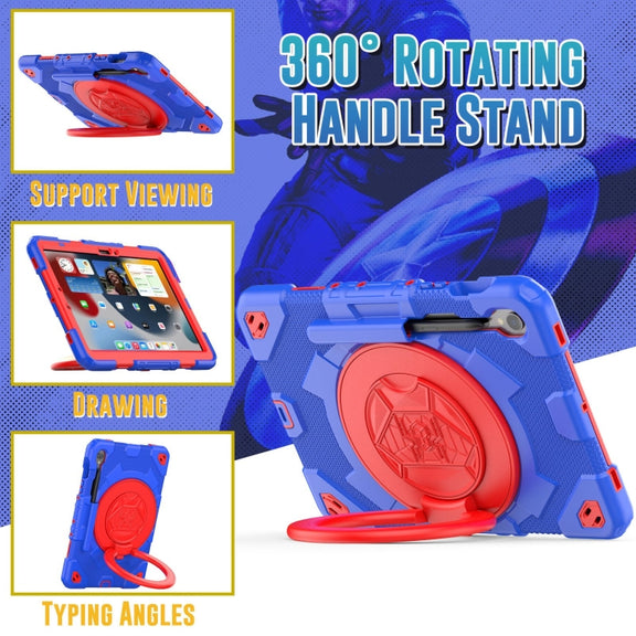 For Samsung Galaxy Tab S9 Spider Rotation Handle Silicone Hybrid PC Tablet Case(Red Blue)
