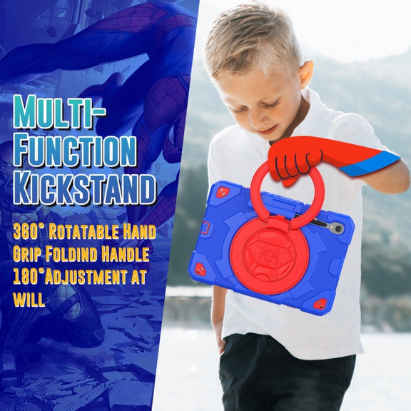 For Samsung Galaxy Tab S9 Spider Rotation Handle Silicone Hybrid PC Tablet Case(Red Blue)