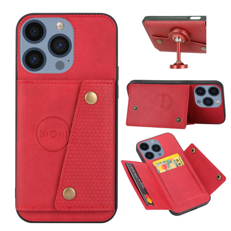 For iPhone 16 Pro Max Double Buckle Card Slots PU + TPU Phone Case(Red) - iPhone 16 Pro Max Cases by PMC TechLife | Online Shopping South Africa | PMC TechLife | Buy Now Pay Later Mobicred