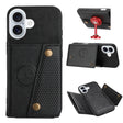 For iPhone 16 Double Buckle Card Slots PU + TPU Phone Case(Black) - iPhone 16 Cases by PMC TechLife | Online Shopping South Africa | PMC TechLife | Buy Now Pay Later Mobicred