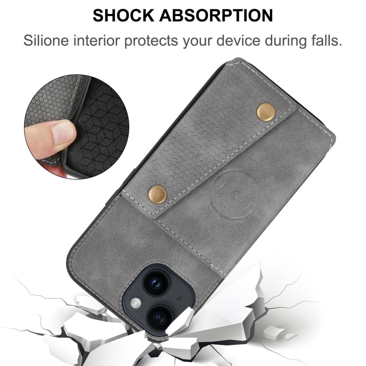 For iPhone 16 Pro Max Double Buckle Card Slots PU + TPU Phone Case(Red)