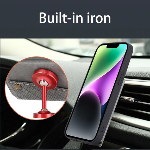 For iPhone 16 Double Buckle Card Slots PU + TPU Phone Case(Black)