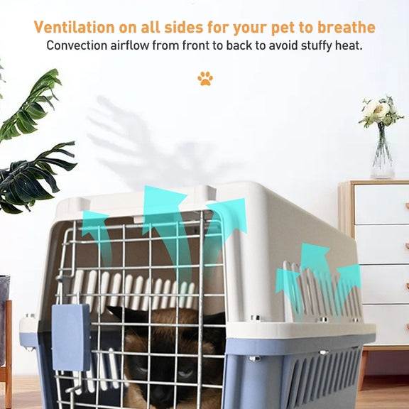 Pet Aviation Box Portable Travel Cat Cage Small Dog Air Transport Box 48x32x30cm(Coffee)