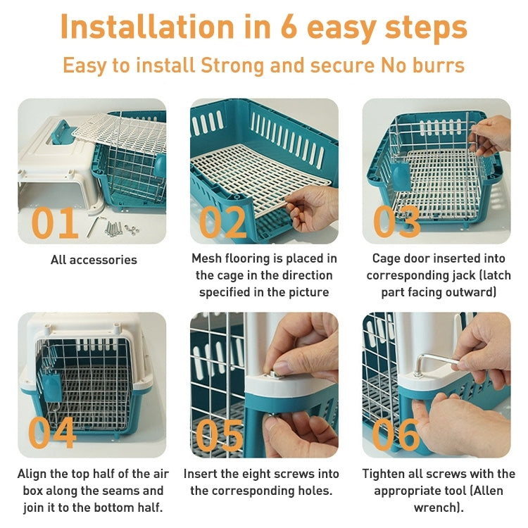 Pet Aviation Box Portable Travel Cat Cage Small Dog Air Transport Box 48x32x30cm(Coffee) - Pet Bags by PMC TechLife | Online Shopping South Africa | PMC TechLife | Buy Now Pay Later Mobicred