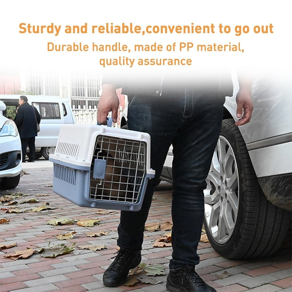 Pet Aviation Box Portable Travel Cat Cage Small Dog Air Transport Box 48x32x30cm(Coffee)