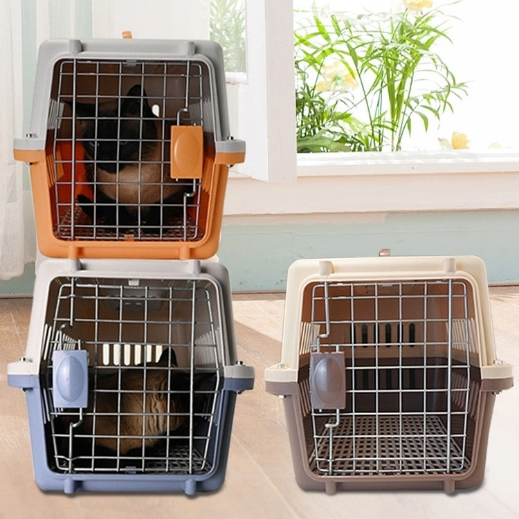 Pet Aviation Box Portable Travel Cat Cage Small Dog Air Transport Box 48x32x30cm(Coffee) - Pet Bags by PMC TechLife | Online Shopping South Africa | PMC TechLife | Buy Now Pay Later Mobicred