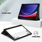 For Samsung Galaxy Tab S9 Acrylic 3-folding Smart Leather Tablet Case(Black)