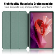 For Lenovo Tab P12 12.7 /P12 Pro 2nd Gen 3-folding TPU Smart Leather Tablet Case(Deep Green)