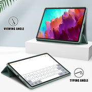 For Lenovo Tab P12 12.7 /P12 Pro 2nd Gen 3-folding TPU Smart Leather Tablet Case(Deep Green)