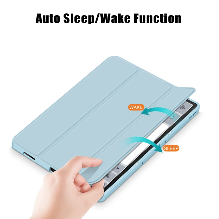 For Lenovo Tab P12 12.7 /P12 Pro 2nd Gen 3-folding TPU Smart Leather Tablet Case(Sky Blue) - Lenovo by PMC TechLife | Online Shopping South Africa | PMC TechLife | Buy Now Pay Later Mobicred