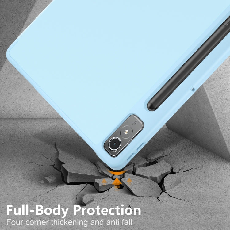 For Lenovo Tab P12 12.7 /P12 Pro 2nd Gen 3-folding TPU Smart Leather Tablet Case(Sky Blue)