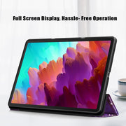 For Lenovo Tab P12 12.7 /P12 Pro 2nd Gen 3-folding Painted TPU Smart Leather Tablet Case(Milky Way)