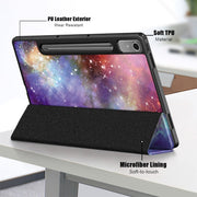 For Lenovo Tab P12 12.7 /P12 Pro 2nd Gen 3-folding Painted TPU Smart Leather Tablet Case(Milky Way)