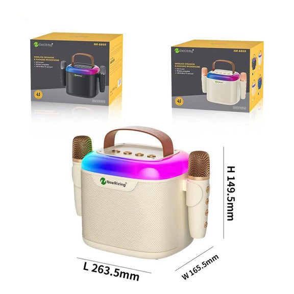 New RiXing NR8805 TWS Portable Smart Bluetooth Speaker with RGB Lighting(White)