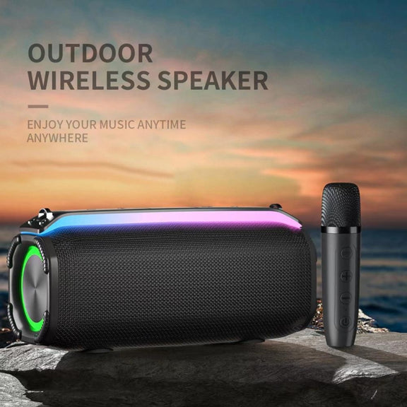 New RiXing NR8809 20W Outdoor Portable TWS Smart Wireless Bluetooth Speaker, Style:Single Mic(Grey)