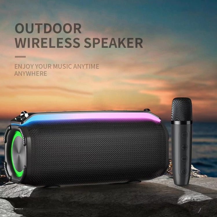 New RiXing NR8809 20W Outdoor Portable TWS Smart Wireless Bluetooth Speaker, Style:Single Mic(Grey)