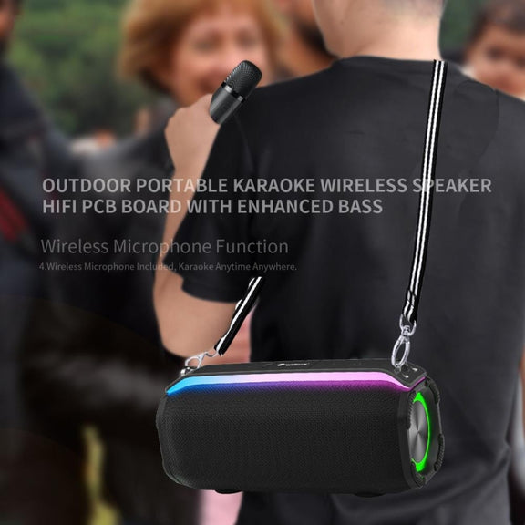 New RiXing NR8809 20W Outdoor Portable TWS Smart Wireless Bluetooth Speaker, Style:Single Mic(Black)