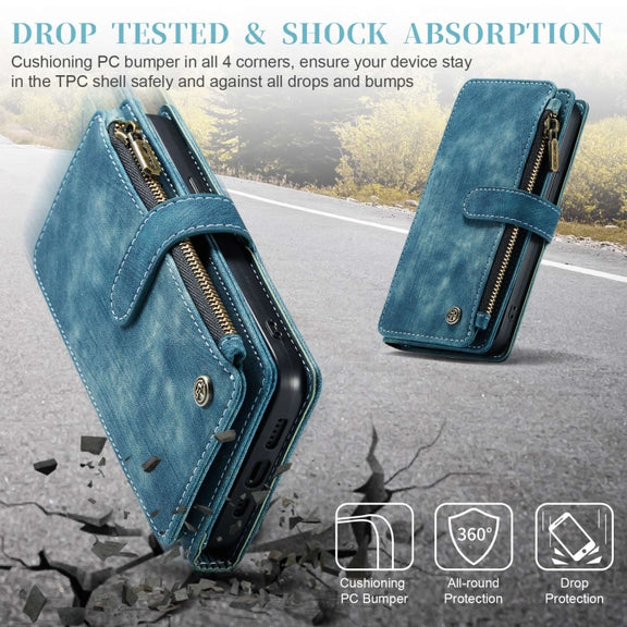For iPhone 15 Plus CaseMe C30 Multifunctional Leather Phone Case(Blue)