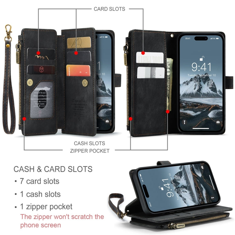For iPhone 15 Pro Max CaseMe C30 Multifunctional Leather Phone Case(Black)