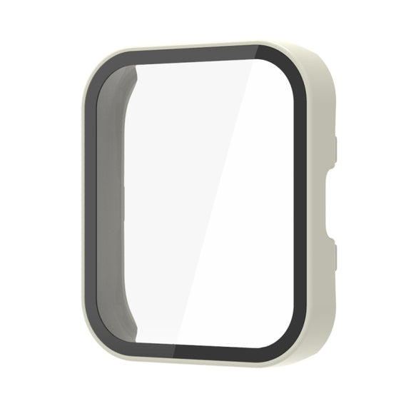 For Amazfit Bip 5 PC + Tempered Film Integrated Watch Protective Case(Ivory White)