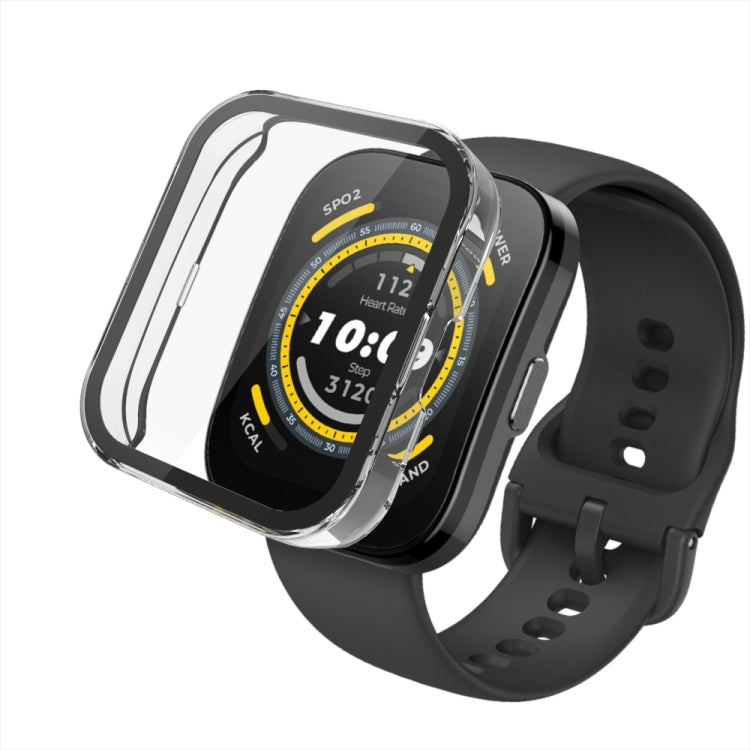 For Amazfit Bip 5 PC + Tempered Film Integrated Watch Protective Case(Black) - Watch Cases by PMC TechLife | Online Shopping South Africa | PMC TechLife | Buy Now Pay Later Mobicred