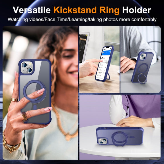 For iPhone 15 MagSafe Magnetic Rotating Holder Phone Case(Klein Blue)