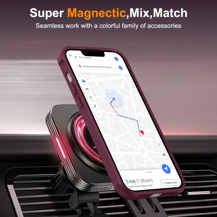 For iPhone 14 Plus MagSafe Magnetic Rotating Holder Phone Case(Wine Red) - iPhone 14 Plus Cases by PMC TechLife | Online Shopping South Africa | PMC TechLife