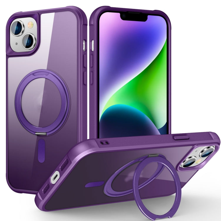 For iPhone 14 Plus MagSafe Magnetic Rotating Holder Phone Case(Purple) - iPhone 14 Plus Cases by PMC TechLife | Online Shopping South Africa | PMC TechLife
