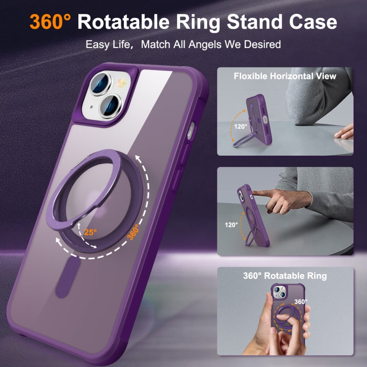 For iPhone 14 Plus MagSafe Magnetic Rotating Holder Phone Case(Purple) - iPhone 14 Plus Cases by PMC TechLife | Online Shopping South Africa | PMC TechLife