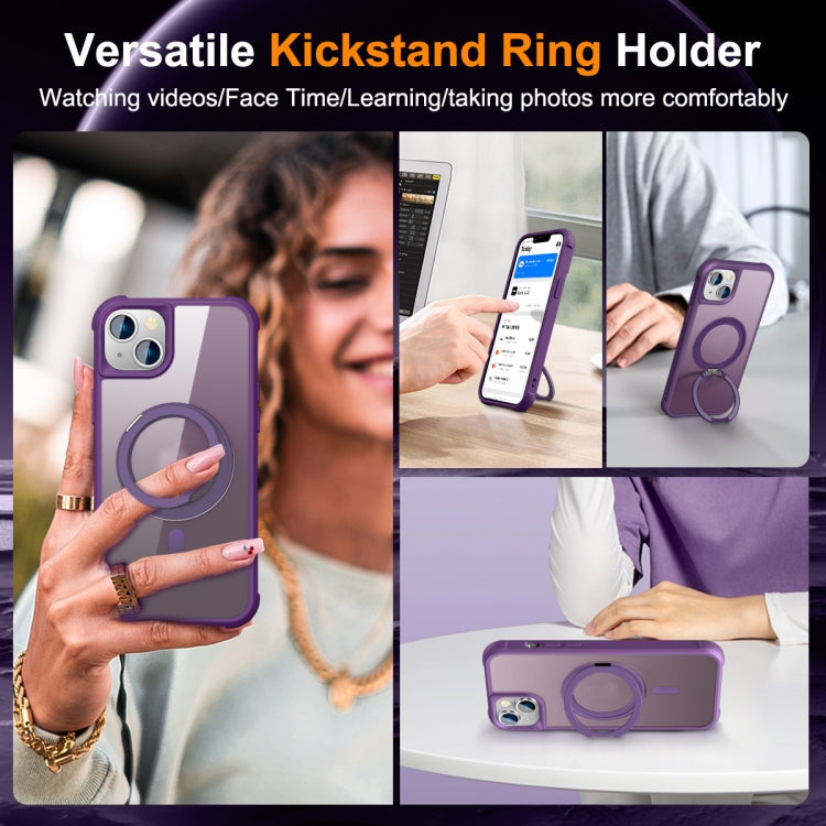 For iPhone 14 Plus MagSafe Magnetic Rotating Holder Phone Case(Purple) - iPhone 14 Plus Cases by PMC TechLife | Online Shopping South Africa | PMC TechLife