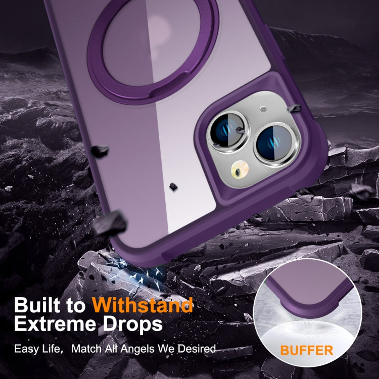For iPhone 14 Plus MagSafe Magnetic Rotating Holder Phone Case(Purple) - iPhone 14 Plus Cases by PMC TechLife | Online Shopping South Africa | PMC TechLife