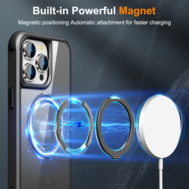 For iPhone 14 Pro MagSafe Magnetic Rotating Holder Phone Case(Black) - iPhone 14 Pro Cases by PMC TechLife | Online Shopping South Africa | PMC TechLife