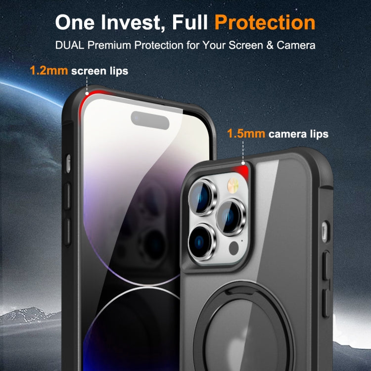 For iPhone 14 Pro MagSafe Magnetic Rotating Holder Phone Case(Black) - iPhone 14 Pro Cases by PMC TechLife | Online Shopping South Africa | PMC TechLife