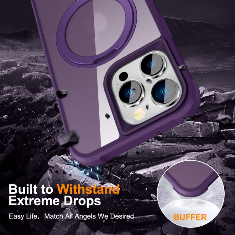 For iPhone 14 Pro MagSafe Magnetic Rotating Holder Phone Case(Purple)