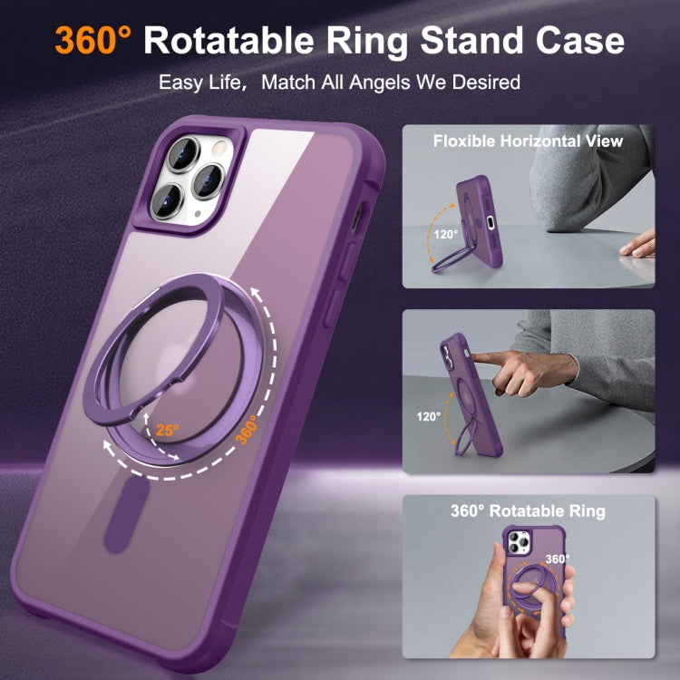 For iPhone 11 Pro Max MagSafe Magnetic Rotating Holder Phone Case(Purple) - iPhone 11 Pro Max Cases by PMC TechLife | Online Shopping South Africa | PMC TechLife