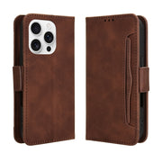 For iPhone 16 Pro Skin Feel Calf Texture Card Slots Leather Phone Case(Brown)